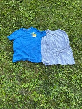 Kids Blue Short-Sleeve Tee & Gray Long-Sleeve Top - Set